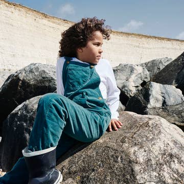 Dotty Dungarees Moss Green Corduroy Dungarees