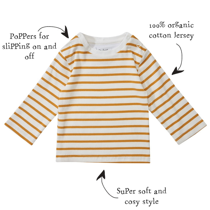 Dotty Dungarees Ochre Breton Stripe