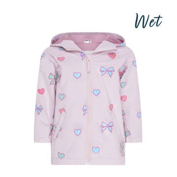 Holly & Beau Hearts & Bows Colour Changing Kids Raincoat