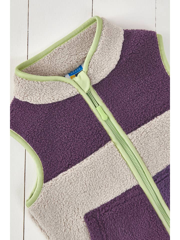 Amethyst Purple and Geothermal Grey Kids Borg Gilet