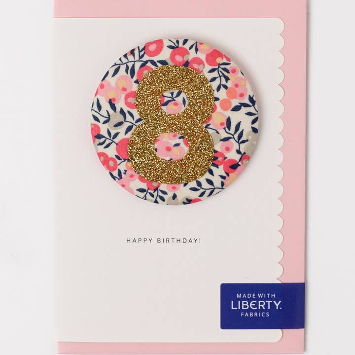 The Charming Press - Liberty Glitter Age 8 Badge - Wiltshire Pink