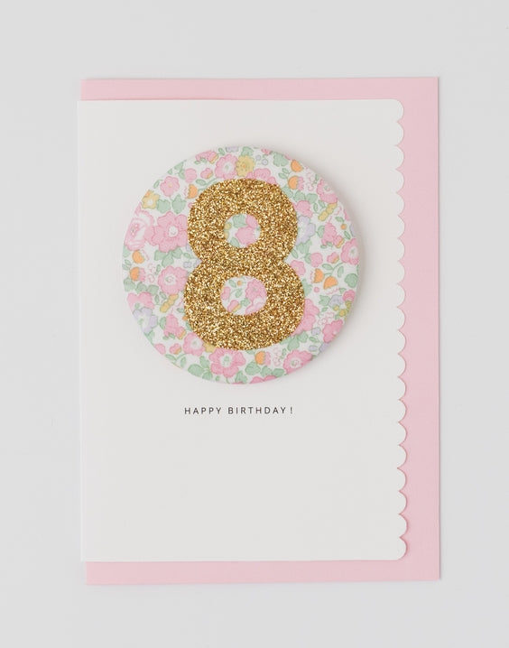 The Charming Press Birthday Badge Age 8 - Liberty Betsy Ann Fabric
