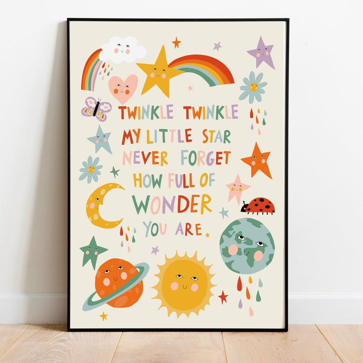 Abel and the Label - Children & Baby Twinkle Twinkle Keepsake Art Print Unframed