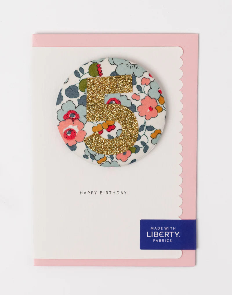 The Charming Press - Liberty Glitter Age 5 Badge - Betsy Blue