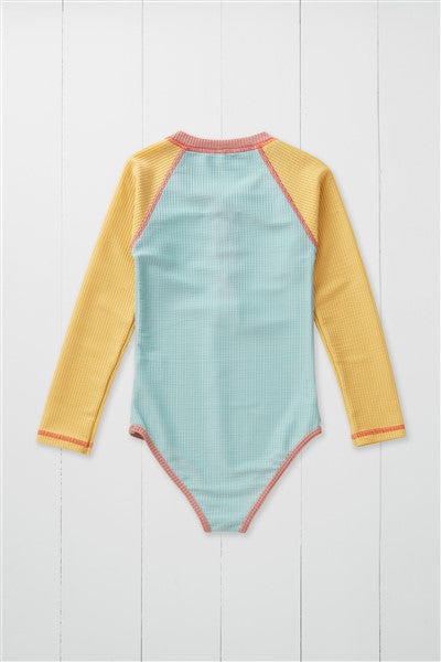 Grass & Air - Pistachio Ribbed Kids Long Sleeve Swimsuit