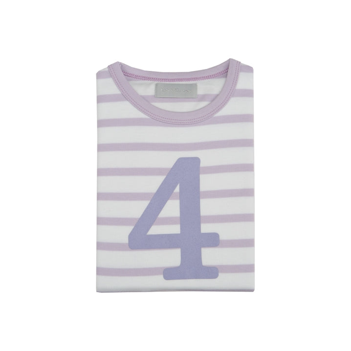 Bob & Blossom Parma Violet & White Breton Striped Number 4 T Shirt