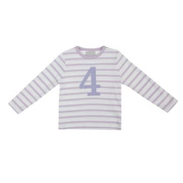 Bob & Blossom Parma Violet & White Breton Striped Number 4 T Shirt