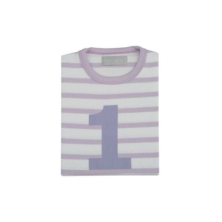 Bob & Blossom Parma Violet & White Breton Striped Number 1 T Shirt