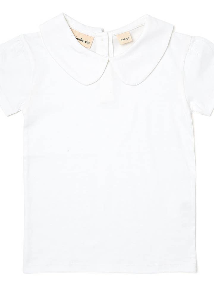 Dotty Dungarees: Peter Pan Short Sleeved T-Shirt - White