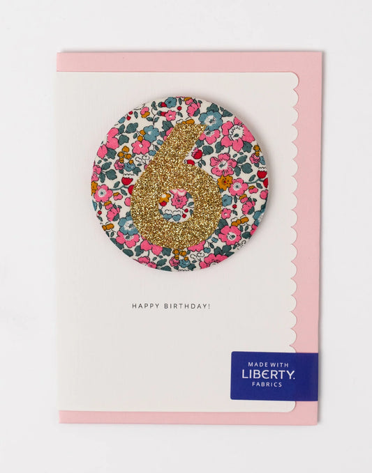 The Charming Press - Liberty Glitter Age 6 Badge - Betsy Ann Dark Pink
