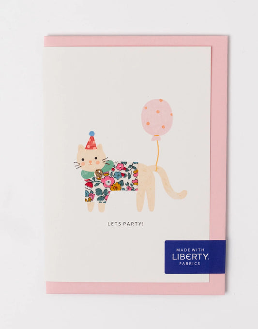 The Charming Press - Liberty Party Cat Birthday Card - Betsy Ann Dark Pink