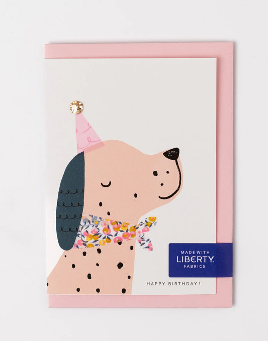 The Charming Press - Liberty Spotty Dog Birthday Card - Wiltshire Bud