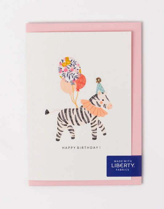 The Charming Press - Liberty Zebra Birthday Card - Wiltshire Bud