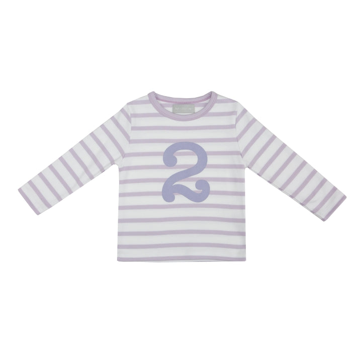 Bob & Blossom Parma Violet & White Breton Striped Number 2 T Shirt