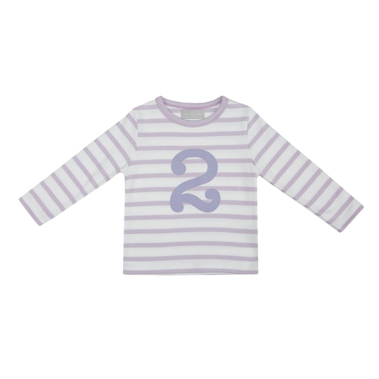 Bob & Blossom Parma Violet & White Breton Striped Number 2 T Shirt