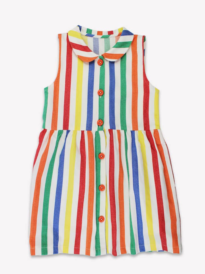 Toby Tiger Organic Happy Stripe Woven Dress