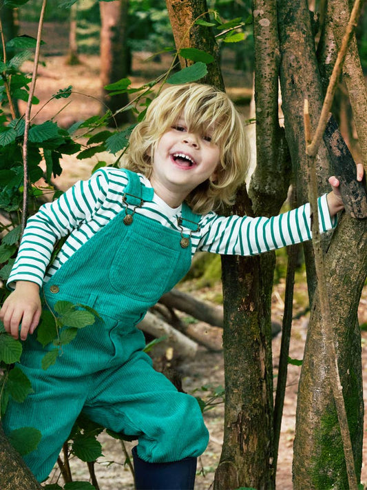 Dotty Dungarees Emerald Chunky Cord Dungarees