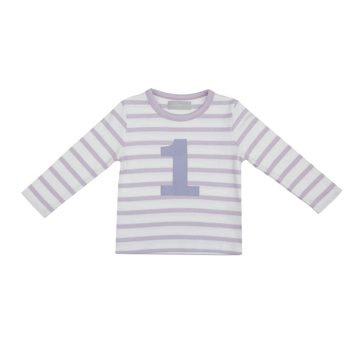 Bob & Blossom Parma Violet & White Breton Striped Number 1 T Shirt