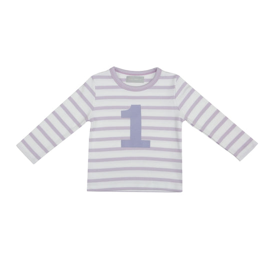 Bob & Blossom Parma Violet & White Breton Striped Number 1 T Shirt