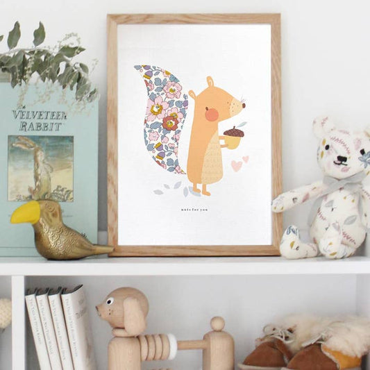 The Charming Press - Liberty Print Squirrel Nursery Art A4