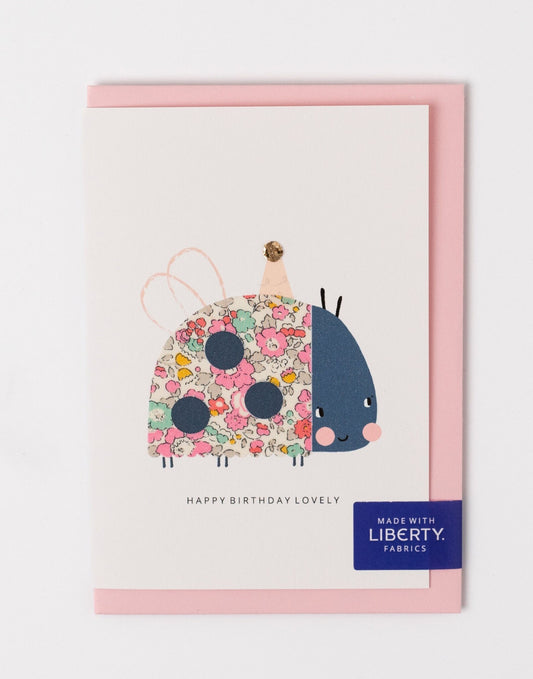 The Charming Press - Liberty Ladybird Birthday Card - Betsy Ann Pale Pink
